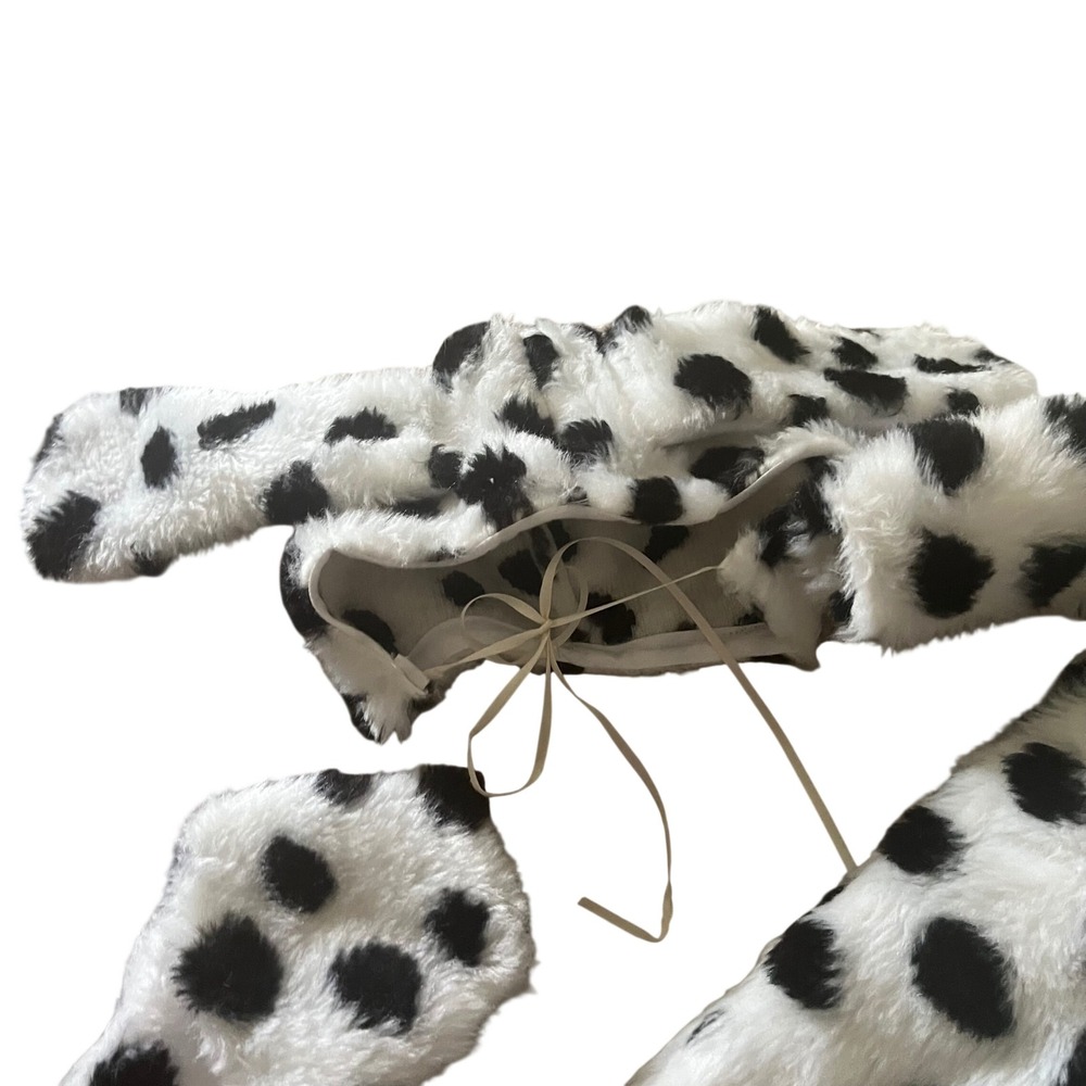 Dalmatian Puppy Faux Fur Costume Set for 18 Inch Dolls White Black Spotted 3pc - Picture 5 of 6